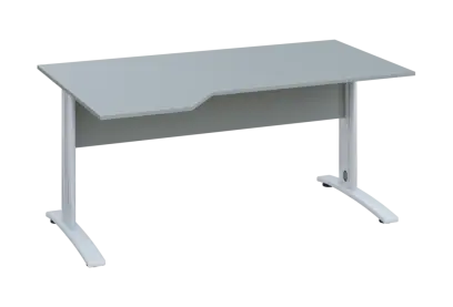 EZK 28 - 164 stůl kancelářský, rohový, levý, kovová podnož bílá, deska 25 mm, široký 1600 mm, šedá